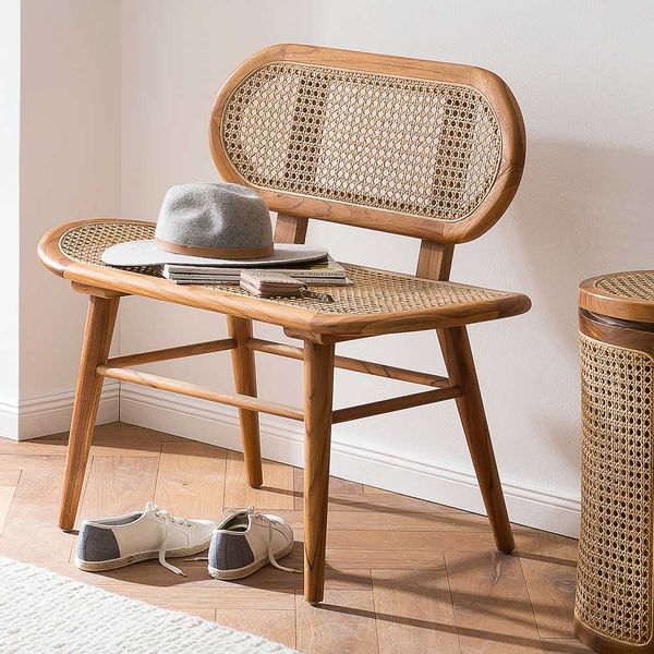 Sitzbank Küchenbank aus Rattan und Teak Massivholz günstig online kaufen