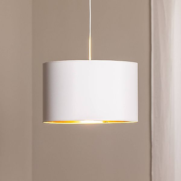 Hängelampe Soho zylindrisch 1fl. Ø 40cm weiß/gold günstig online kaufen