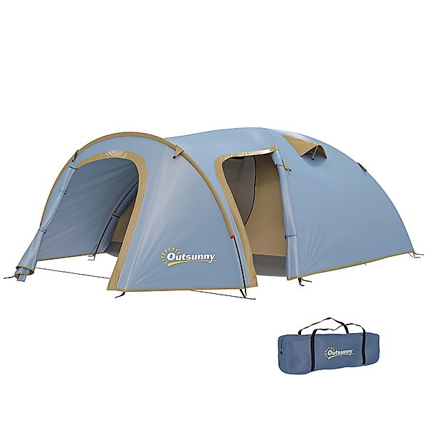 Outsunny Campingzelt Polyester Fiberglas Hellblau 3,45L x 2,4B x 1,3H m günstig online kaufen