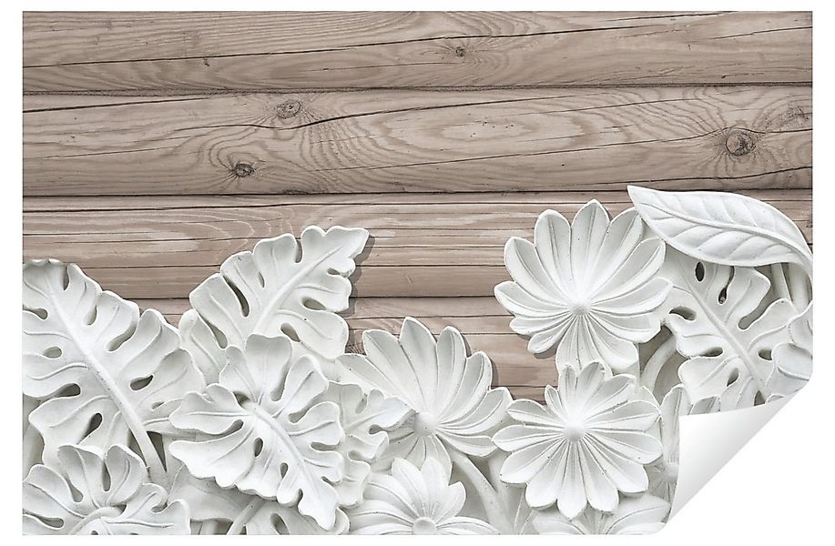 Wallarena Fototapete Holz Blumen Beton Vlies Tapete Wohnzimmer Schlafzimmer günstig online kaufen
