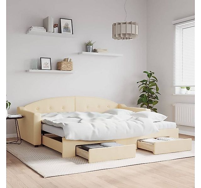 vidaXL Gästebett Gästebett Tagesbett Ausziehbar mit Schubladen Creme 90x200 günstig online kaufen