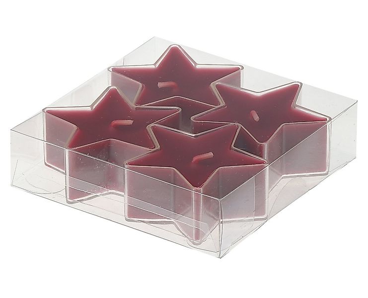 Steinhart Kerzen Teelicht Teelichter "Stern" Altrot 4er-Pack, 5 Stunden günstig online kaufen