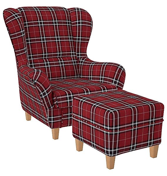 Supellex Ohrensessel Sofia Relaxsessel mit Hocker günstig online kaufen