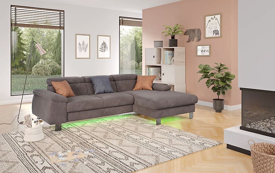 COTTA Ecksofa "Komaris L-Form, B: 244 cm" mit Kopfteilverstellung, optional günstig online kaufen