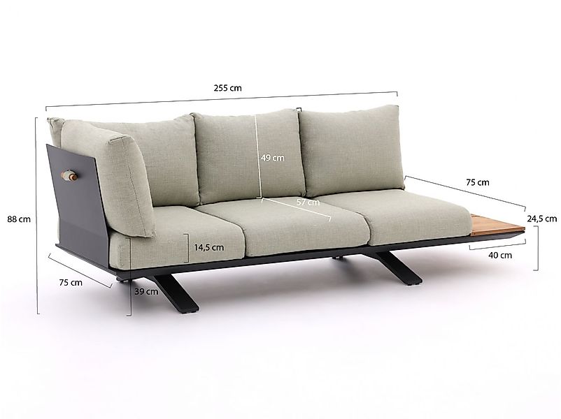 SUNS Stockholm Gartensofa 3-Sitzer Eckelement 255 cm günstig online kaufen