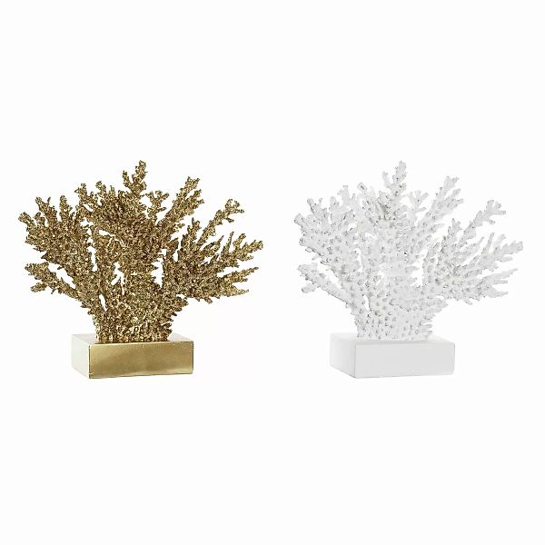 Deko-figur Dkd Home Decor Golden Koralle Weiß Harz Mediterraner (34 X 10 X günstig online kaufen