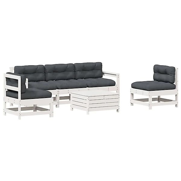 vidaXL 6-Tlg Garten-Lounge-Set mit Kissen Weiß Massivholz Kiefer 3250741 günstig online kaufen