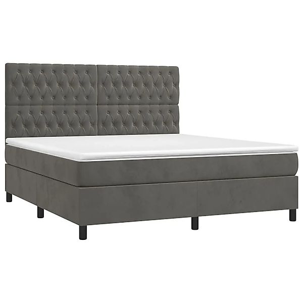 vidaXL Boxspringbett mit Matratze Dunkelgrau 180x200 cm Samt 3143218 günstig online kaufen