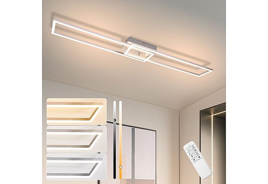 Nettlife LED Deckenleuchte Schlafzimmer Silber Dimmbar 64CM 36W Geometrisch günstig online kaufen
