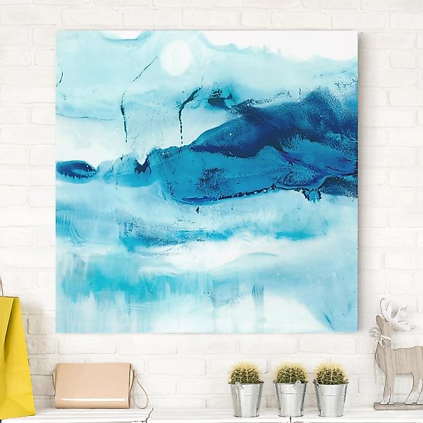 Leinwandbild Abstrakt - Quadrat Blaue Strömung I günstig online kaufen