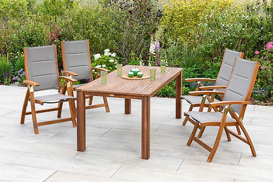 MERXX Garten-Essgruppe »Acapulco« 5 Stk. tlg. 4 Klappsessel mit Gartentisch günstig online kaufen