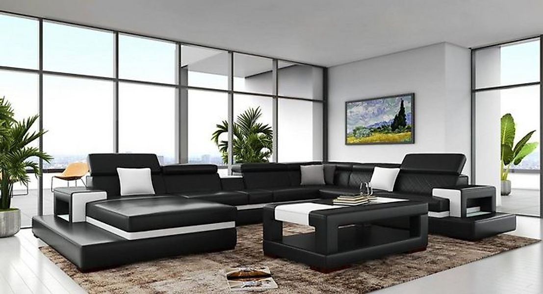 JVmoebel Ecksofa XXL Ledersofa Big Sofa Couch Polster Eck Sitz Garnitur U F günstig online kaufen