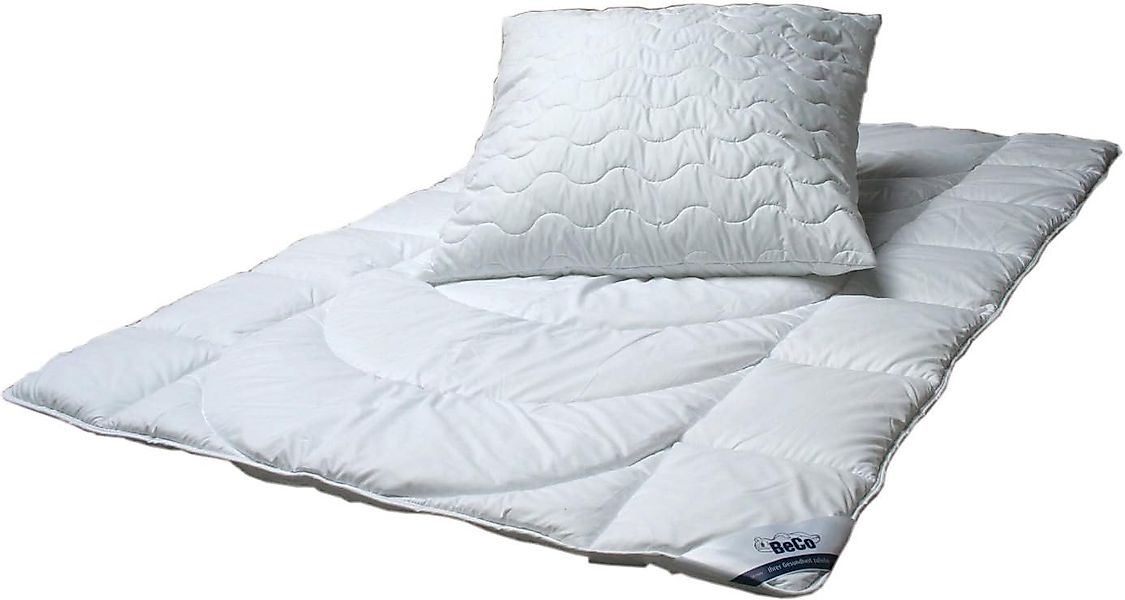 Beco Microfaserbettdecke + Kopfkissen Kuschelweich Bettwaren Set Ganzjahres günstig online kaufen