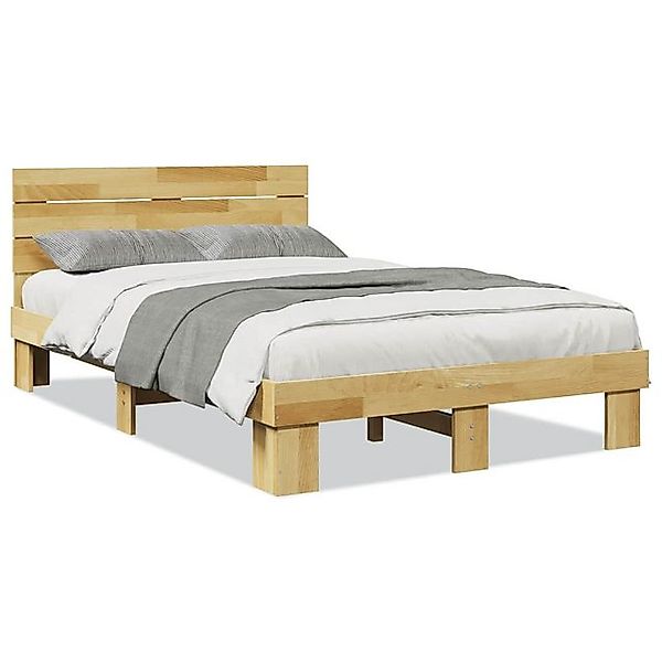 vidaXL Bett, Massivholzbett mit Kopfteil ohne Matratze 120x190 cm Eichenhol günstig online kaufen