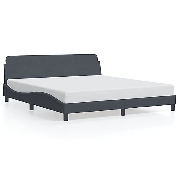 vidaXL Bettgestell, Bettrahmen mit Kopfteil Dunkelgrau 180x200 cm Samt günstig online kaufen