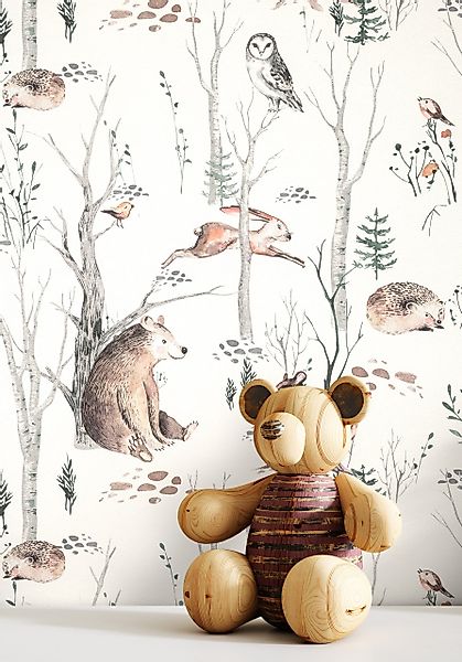 Newroom Vliestapete, Braun Tapete Kinder Waldtiere günstig online kaufen