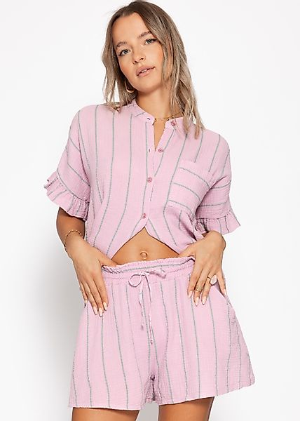 SASSYCLASSY Shorts Gestreifte Musselin Shorts Damen günstig online kaufen