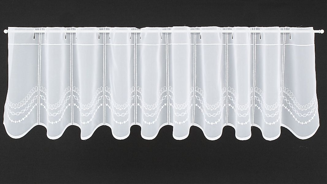 Gardinen Kranzusch Scheibengardine mit moderner Welle bestickt, Stangendurc günstig online kaufen