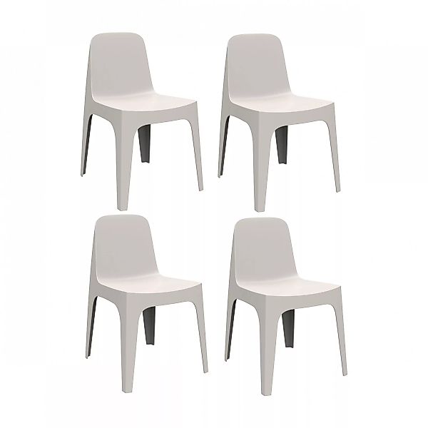 Vondom - Solid Stuhl 4er Set - ecru/BxHxT 60x80x53cm/für Innen- und Außenbe günstig online kaufen