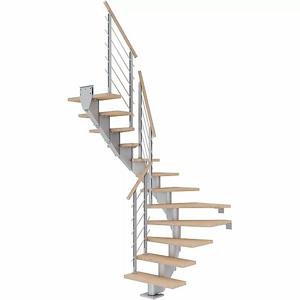 Dolle Mittelholmtreppe Hamburg Eiche Weiß Perlgrau GH bis 258 cm 1/2 Gew. 7 günstig online kaufen