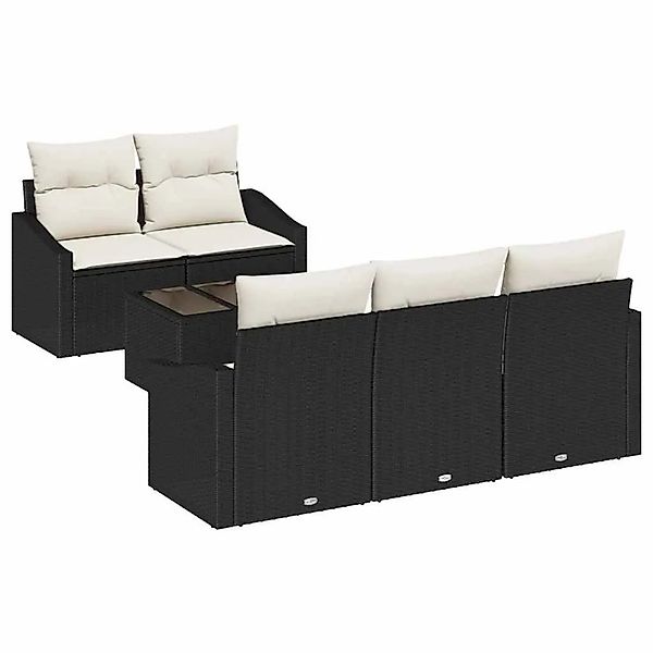 vidaXL Sofa Set mit Kissen 6-Tlg Schwarz und Creme Poly-Rattan 3355266 günstig online kaufen