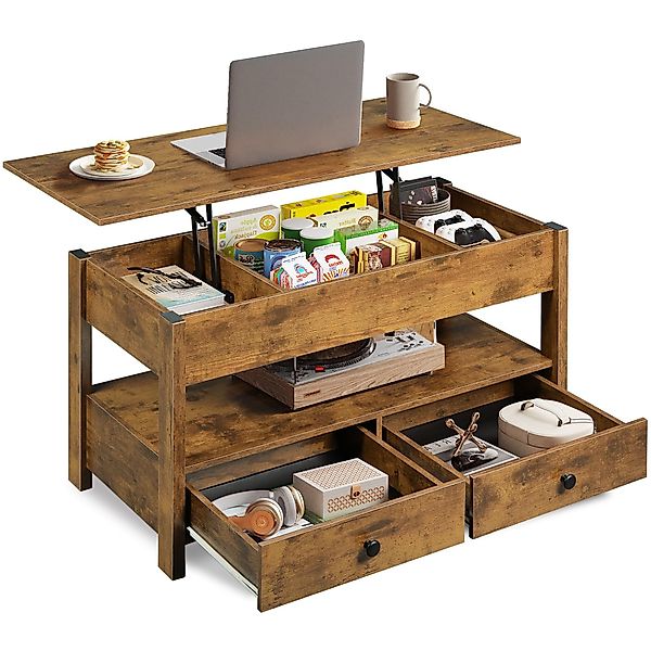 WLIVE Couchtisch mit Lift-Top, höhenverstellbarer Wohnzimmertisch günstig online kaufen