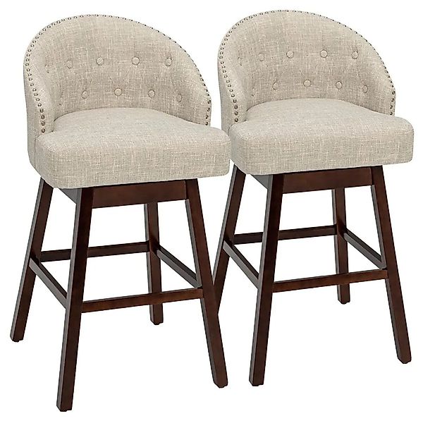 Costway Barhocker 2er Set Barstuhl mit Lehne 360° Drehbar Beige günstig online kaufen