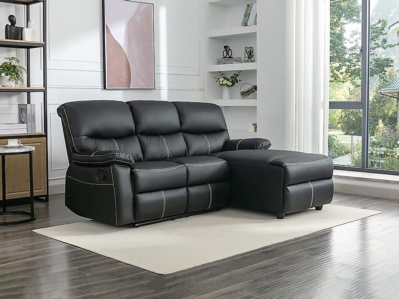 Eckrelaxsofa - Ecke rechts - Kunstleder - Schwarz - CANBY günstig online kaufen