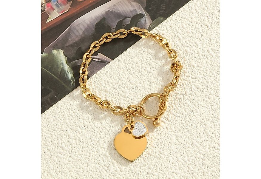 KARMA Edelstahlarmband Armband Charms Herzen Zirkonia Kristalle Edelstahl G günstig online kaufen