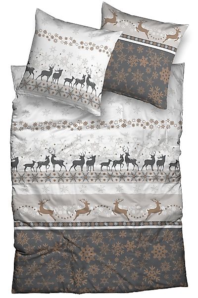 CASATEX Bettwäsche "Winterworld" 2 Stk. tlg. Hirschmotive, Schneekristalle, günstig online kaufen