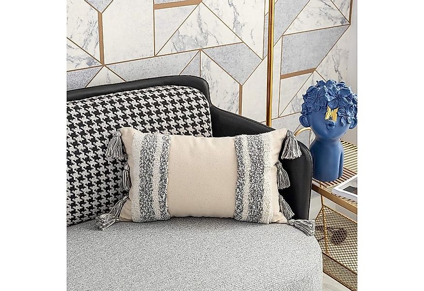 UE Stock Kissenbezug Dekorative Boho Kissenbezug 30 x 50cm Grau Weiß Kissen günstig online kaufen