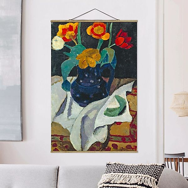 Stoffbild Blumen mit Posterleisten - Hochformat Paula Modersohn-Becker - St günstig online kaufen