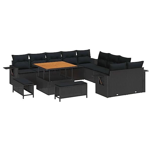 vidaXL Garten-Sofa-Set mit Speicher 13-Tlg Schwarz Poly Rattan 3363744 günstig online kaufen