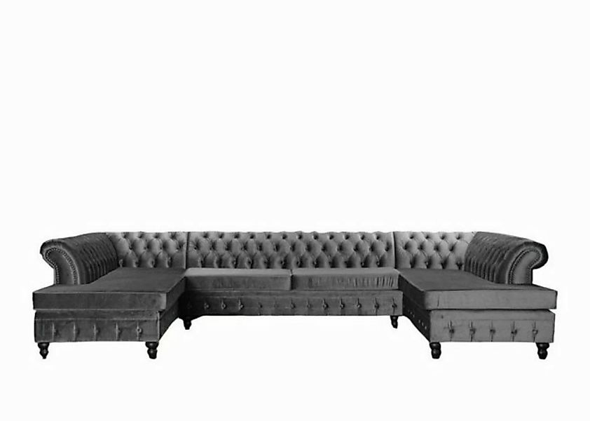 Xlmoebel Ecksofa Grau Chesterfield Dreisitzer Premium Wohnzimmermöbel Neu S günstig online kaufen