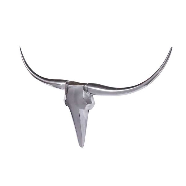 Deko Stier Wand in Silberfarben Aluminium günstig online kaufen