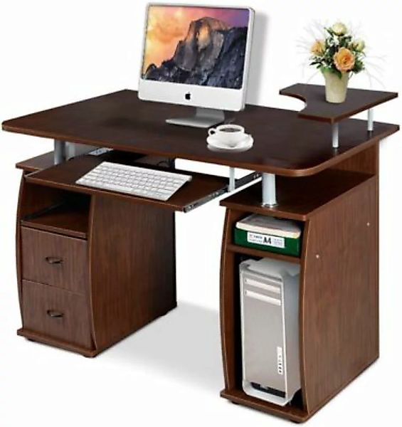 COSTWAY® Computertisch mit Tastaturauszug Druckerablage braun günstig online kaufen