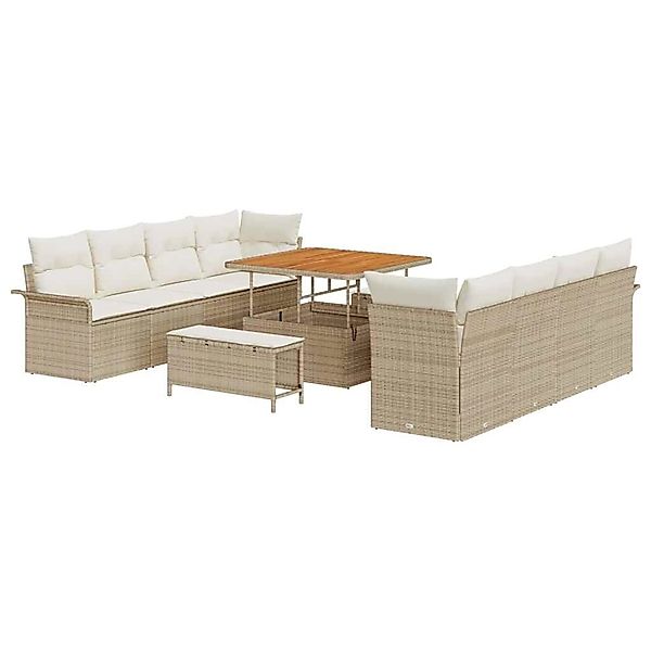 vidaXL Garten-Sofa-Set Höhenverstellbar 11-Tlg Beige Poly Rattan 3362116 günstig online kaufen