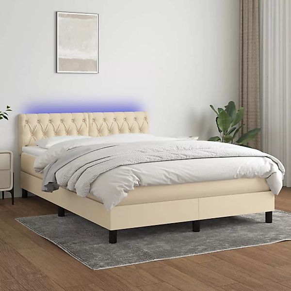 Vidaxl Boxspringbett Mit Matratze & Led Creme 140x200 Cm Stoff günstig online kaufen