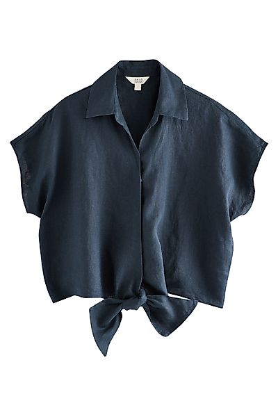 Next Kurzarmhemd Kurzarm-Bluse mit Knotendesign vorne aus Leinen (1-tlg) günstig online kaufen