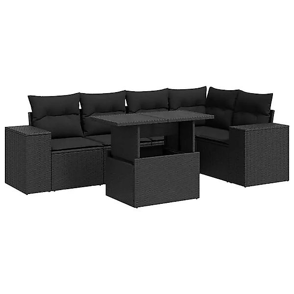vidaXL 6-Tlg Garten-Sofagarnitur mit Kissen Schwarz Poly Rattan 3326796 günstig online kaufen