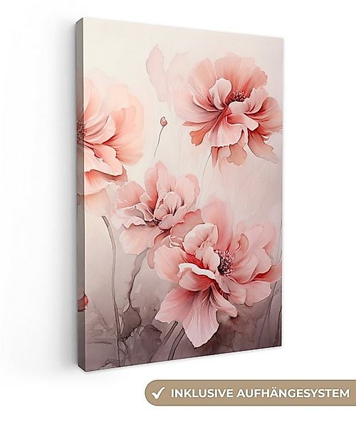 OneMillionCanvasses® Leinwandbild Blumen - Rosa - Kunst - Abstrakt - Aquare günstig online kaufen