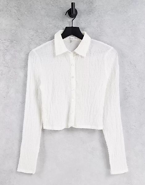 Emory Park – Hemd im Stil der 90er mit Knitter-Optik in Elfenbeinweiß und k günstig online kaufen