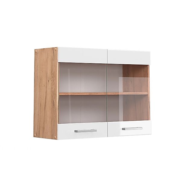 Vicco Glashängeschrank R-Line, Weiß Hochglanz/Goldkraft Eiche, 80 cm (1-St) günstig online kaufen