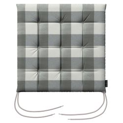 Stuhlkissen Jonas mit Bindeschnur, weiss-grau kariert, 40 x 40 x 3,5 cm, Qu günstig online kaufen