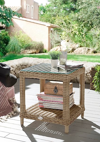 Destiny Beistelltisch MERANO, 46x46x50cm, Aluminium, Polyrattan günstig online kaufen