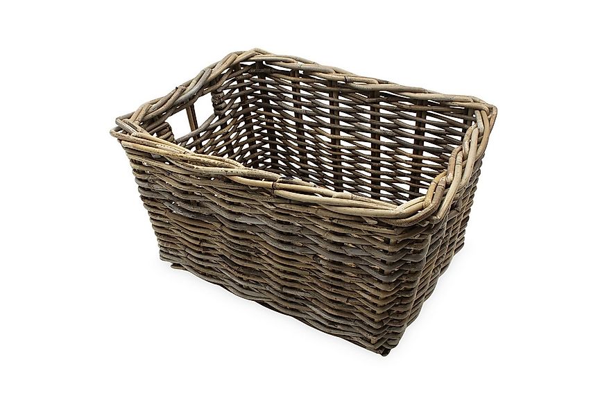 Spetebo Aufbewahrungskorb Rattan Aufbewahrungkorb rechteckig shabby grau (A günstig online kaufen