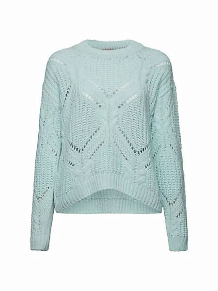 Esprit Collection Rundhalspullover Offenmaschiger Pullover aus Wollmix günstig online kaufen