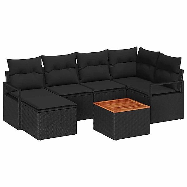 vidaXL Garten-Sofa-Set 7-Tlg Schwarz 3356399 günstig online kaufen