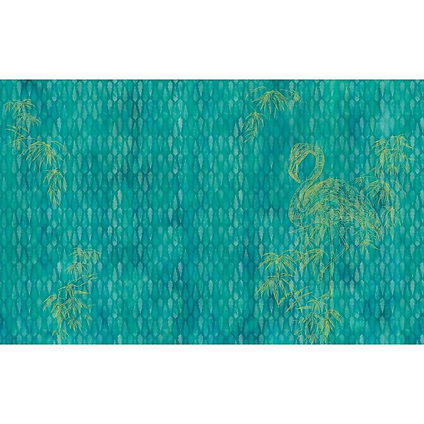 Sanders & Sanders Fototapete Flamingo Blaugrün 400 x 250 cm 611958 günstig online kaufen