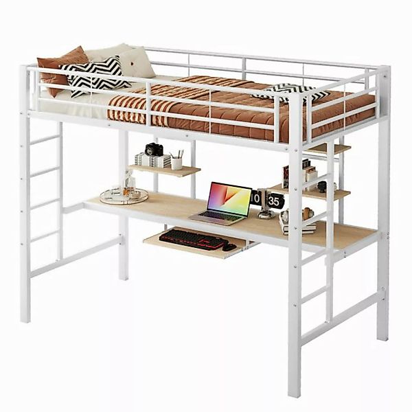 TavilaEcon Hochbett mit Schreibtisch und zwei Bücherregalen, 90×200/140×200 günstig online kaufen